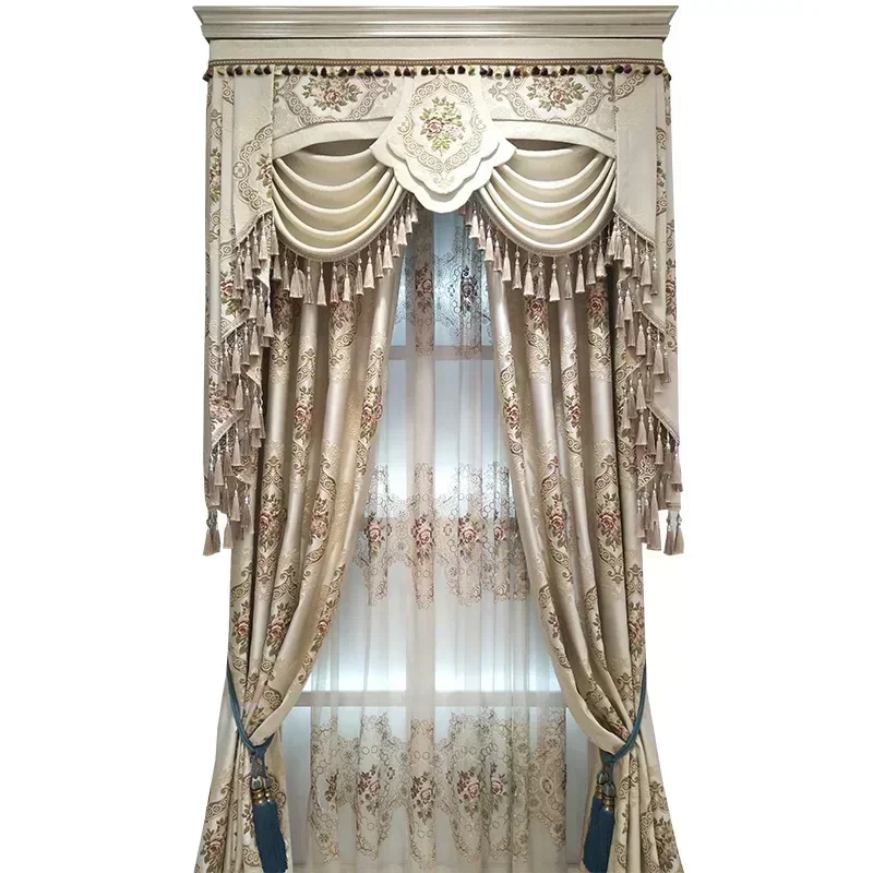 Blackout Curtains Luxury European Style Embossed Jacquard Window