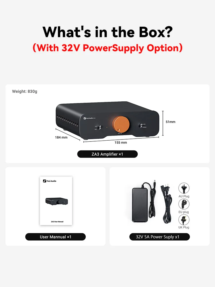 Fosi Audio ZA3 ステレオパワーアンプ TPA3255 クラス D HiFi