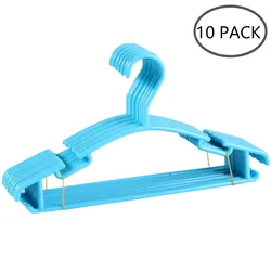 20-Pack Smooth Wooden Children's Hangers with Adorable Bear Design (10 Blue plastic)