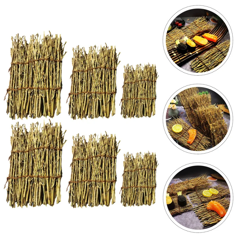 Description Picture 5 of item6 Pcs Bamboo Sushi Arrangement Dining Room Table Decor Mat Tool Decorations Fence Sashimi Backdrop Ice Tray Supply