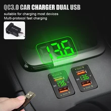 

36W Car Charger Adapter Dual USB Fast Charging 12V-24V Car Charger Socket Digital Voltmeter for Toyota Accessories
