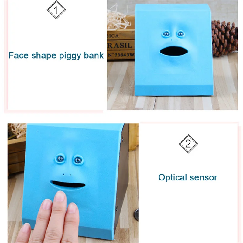 Children's Novelty Creative Face Piggy Bank Face Intelligent Induction Funny Piggy Bank Electric Toy Fun Gift Desktop Decoration