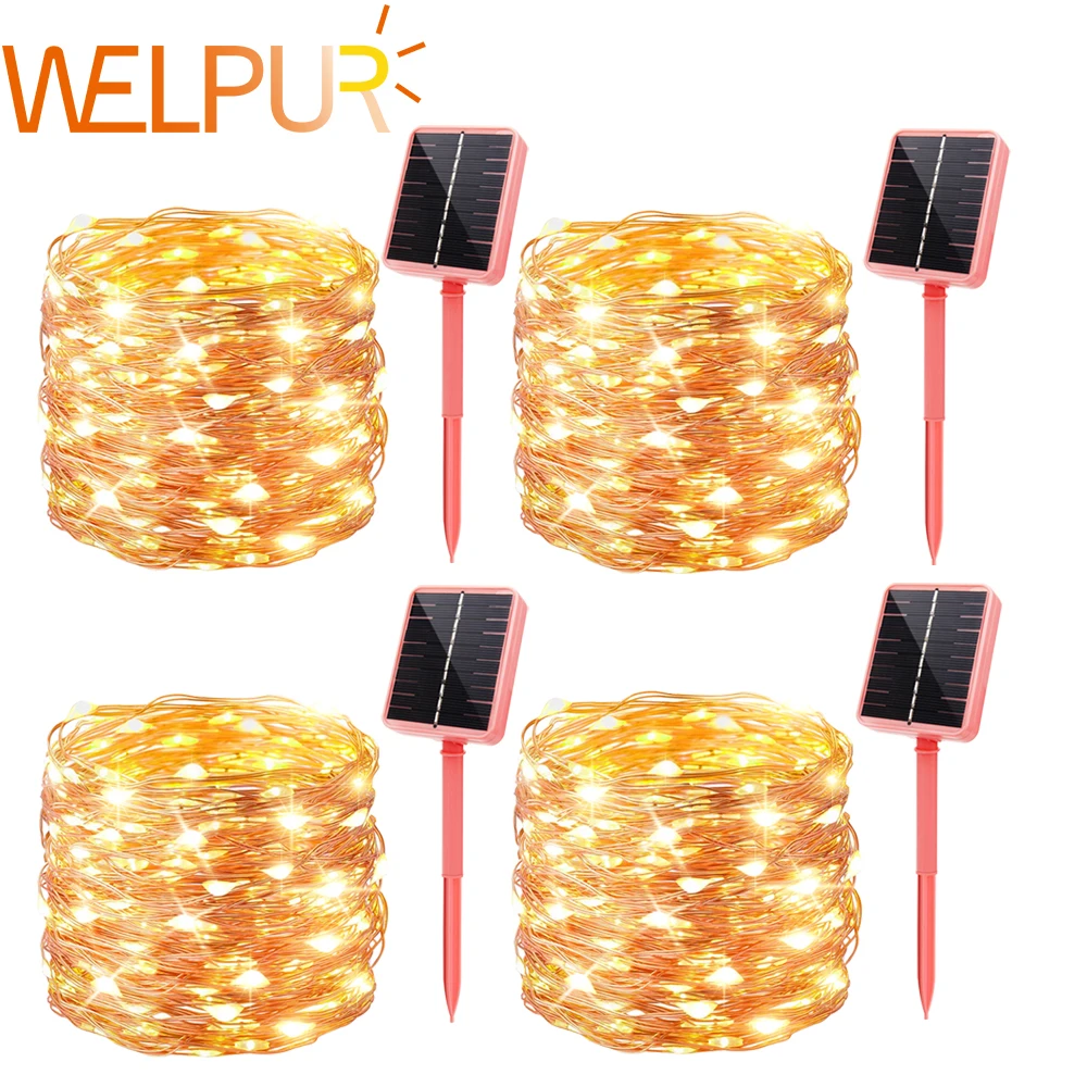 4Pack/2Pack Solar String Fairy Lights 300LED/200LED Garden Wedding Outdoor Waterproof String Lights Christmas Decoration Light