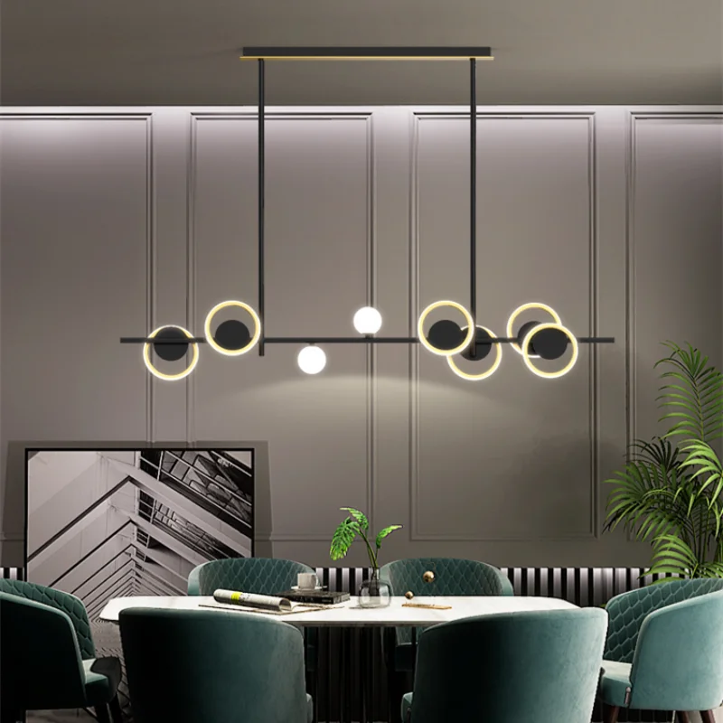 

Candelabro de LED NEGRO nórdico para Decoración de cocina, luces colgantes modernas y simples para Bar y comedor, 220-240V