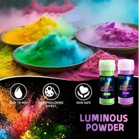 12 pièces - Coffret de poudres phosphorescentes, poudre pigmentée illuminante de nuit, sûre et durable, article de loisirs créatifs pour peinture corporelle 5