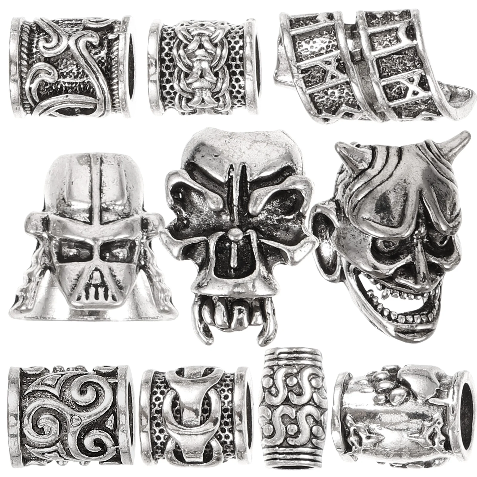 

10 Pcs Dreadlocks Hair Decorations Metal Big for Braids Alloy Man Charms Beard