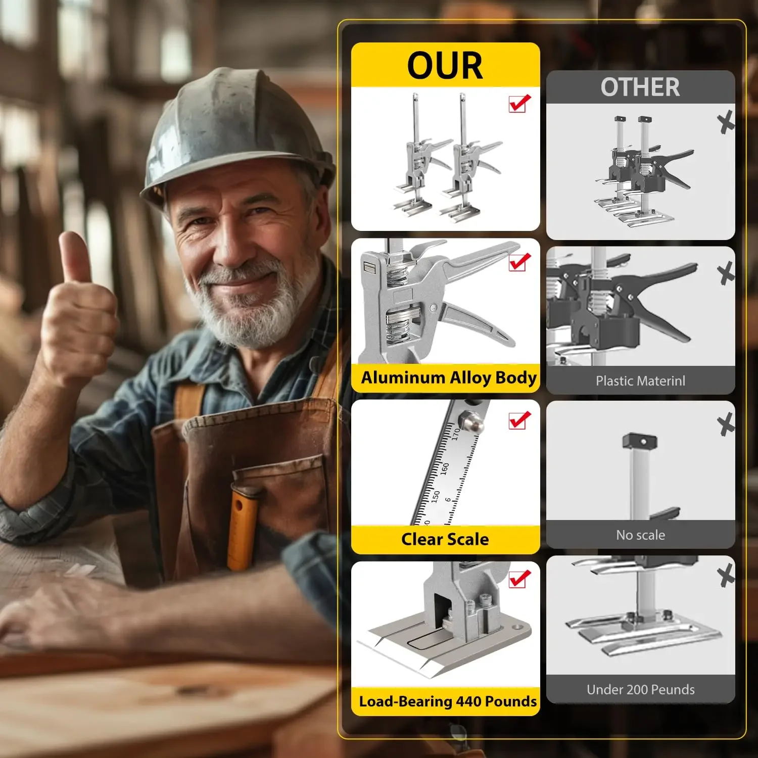 Lifting Tool Hand Lifting Jack With Storage Bag Labor Saving Arm Furniture Jack Lifter Height Adjustment