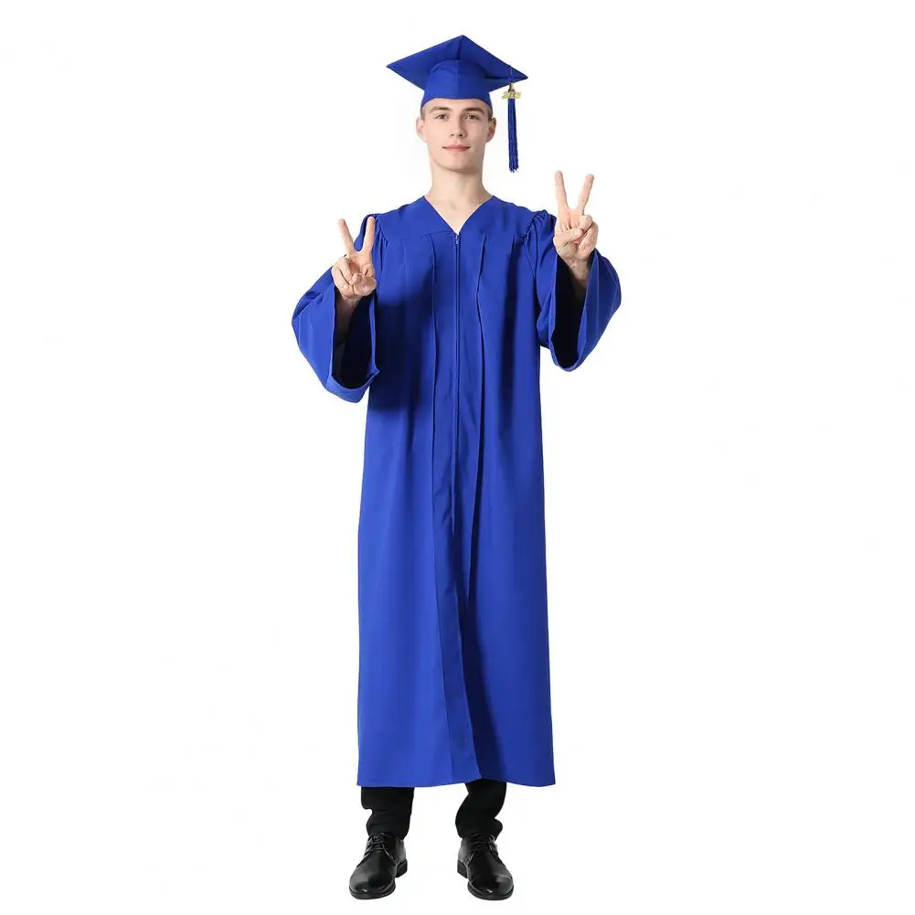 Bachelor Uniform with Removable 2025 Badge Arts Student Graduation Robe with V Neck Hat Bachelor Uniform for Doctor Graduation 5