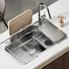 Japanese Sink Multi-functional For Nano Coating Metal Kitchen Sinks Light Luxury Simple Household Sinks For Rental House 2