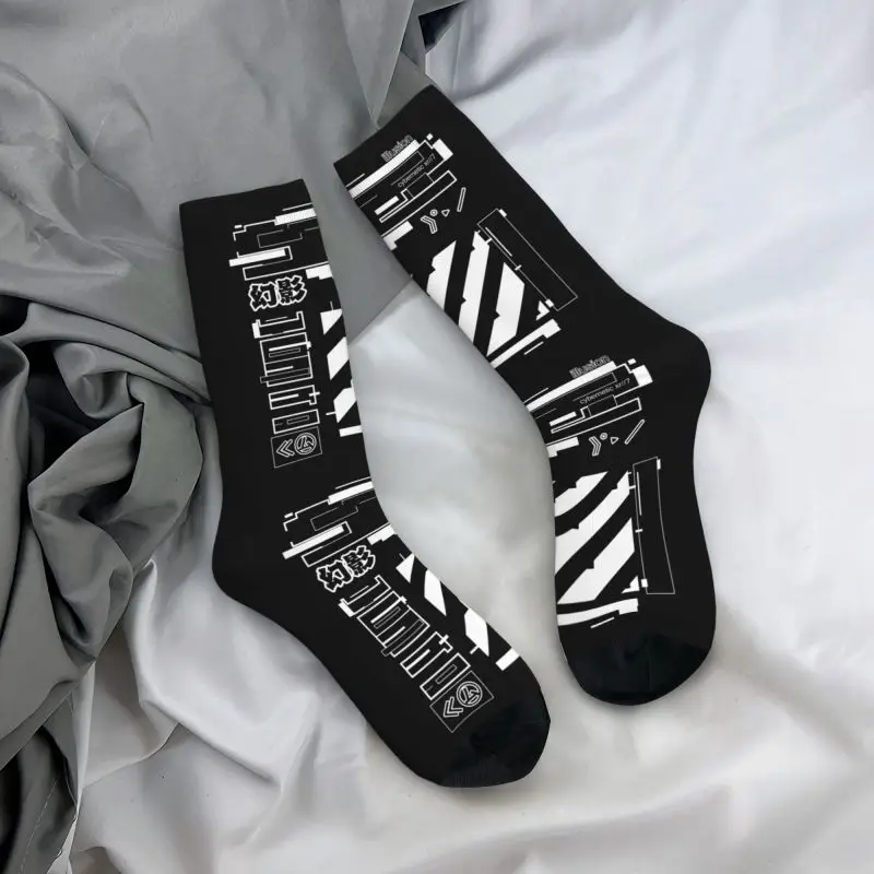 Cute Print Illusion Techwear Socks for Men Women Stretch Summer Autumn Winter Japanese Tokyo Future Tech Wear Style Crew Socks