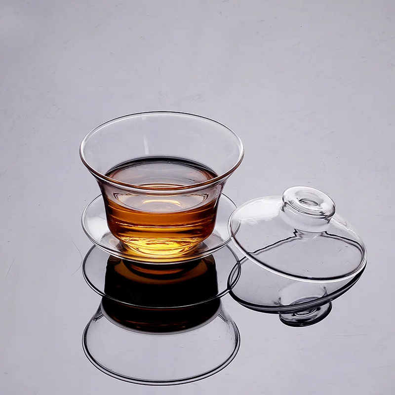 160Ml Glass Tureen Handmade Heat Resistant Bowl Water Cup Lid Saucer Coffee Mug Tea Set