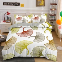 Leaves Duvet Cover Set Ginkgo Biloba Pattern Polyester Comforter Cover With Pillowcase King Queen Size For Adults Bedding Set 1