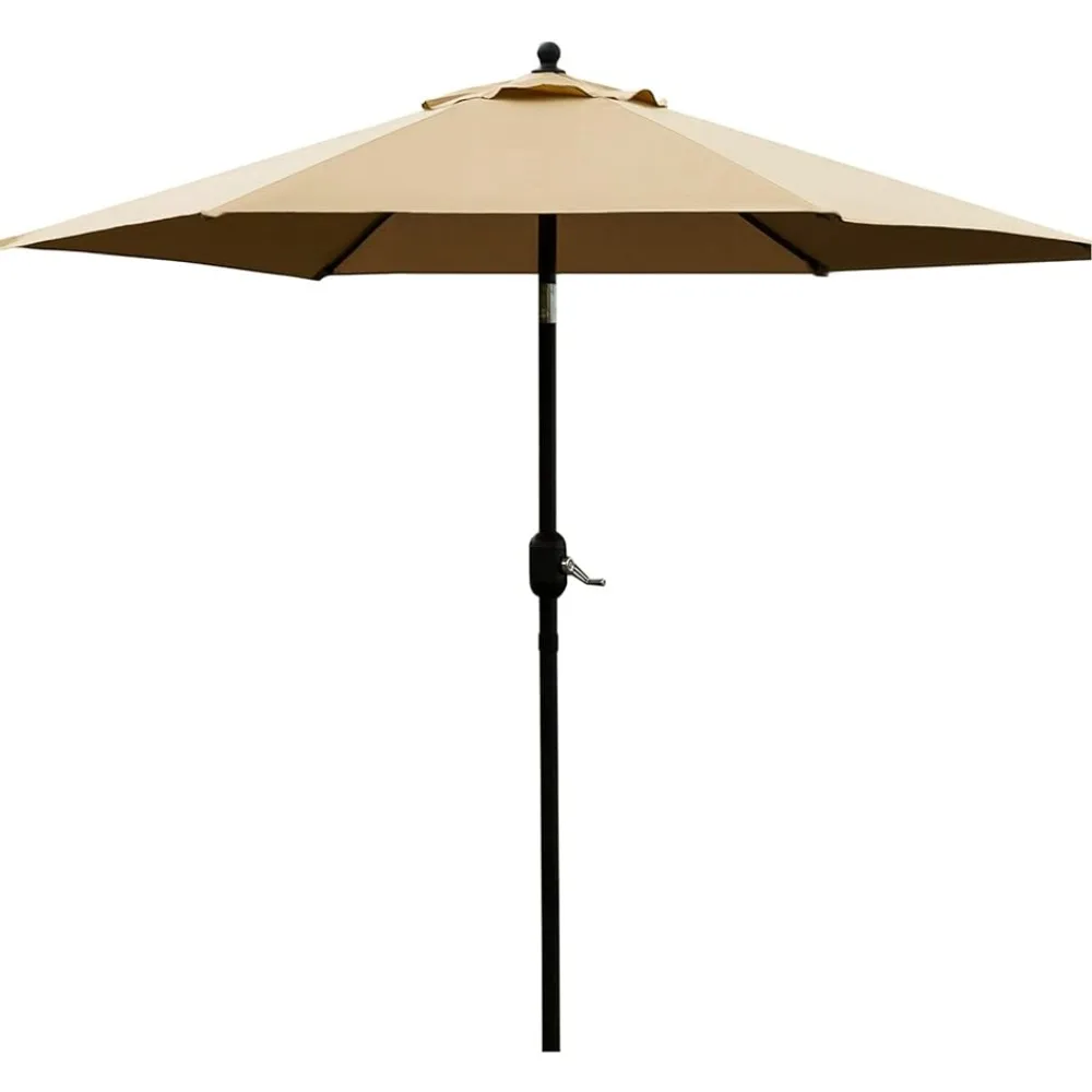 Sunnyglade 7.5' Patio Umbrella Outdoor Table Market Umbrella with Push Button Tilt/Crank, 6 Ribs (Tan)Classic Type High Quality