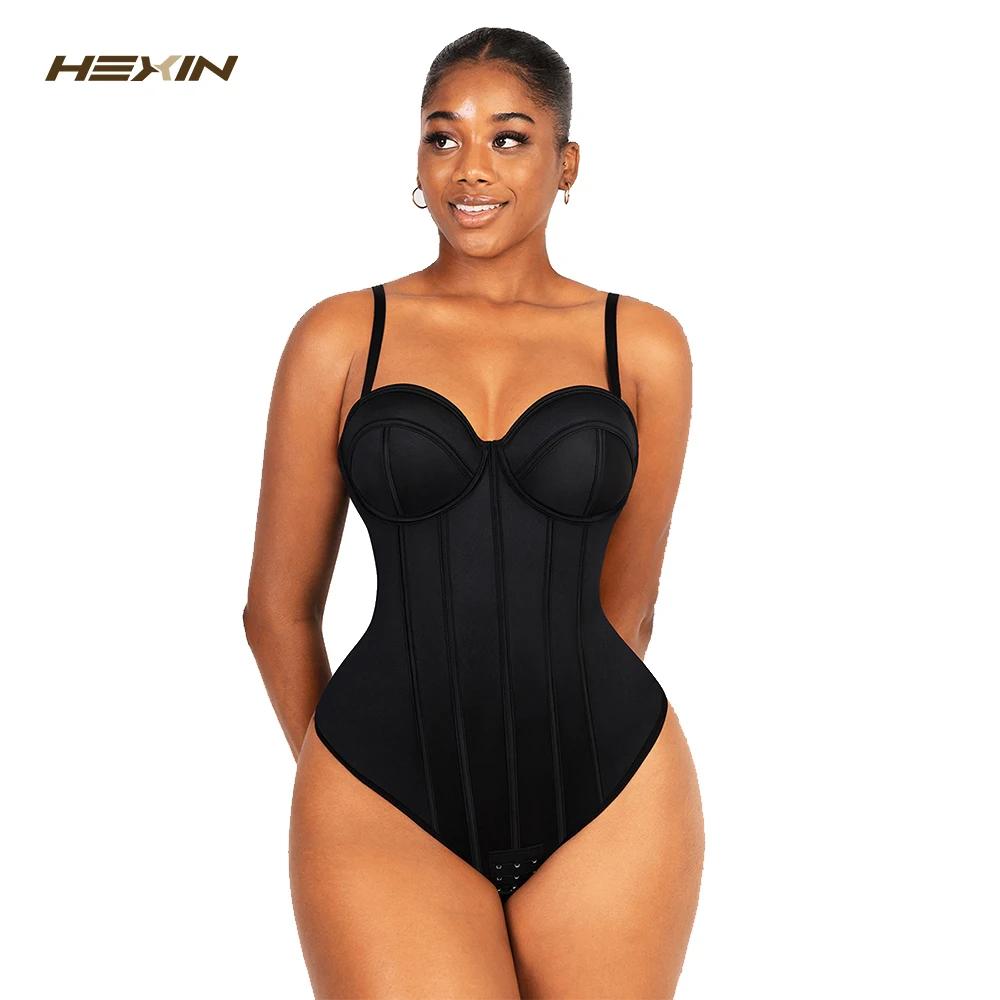 Fajas Colombianas Cupped Strapless Thong Bodysuit Shapewear Wired-cup Bra  Body Shaper Women Tummy Control Butt Lifter Corset