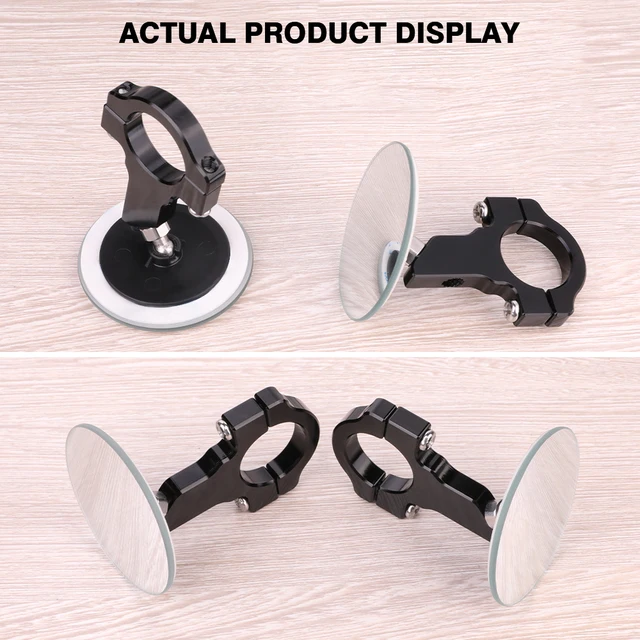 Universal Rearview Mirror Wide Vision Convex Motorcycle Handlebar Mount Rear Side Mirror Blind Spot Rimless 360 Degree Rotation