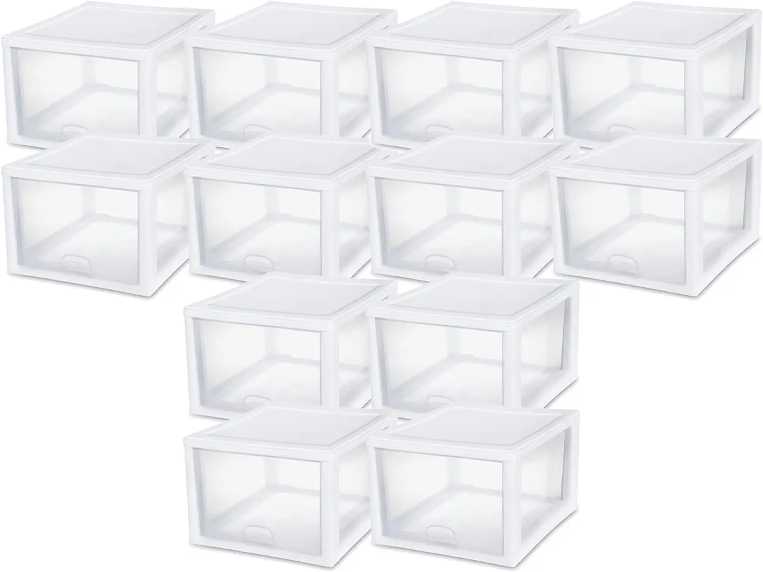 

Sterilite 27 Quart White Frame Clear Plastic Stackable Storage Container Bin w/Single Drawer for Craft, Pantry, Sink, & Desktop