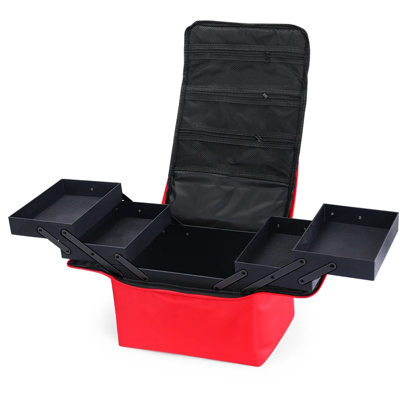 Large Makeup Carrying Train Case for Women, Travel Bag Storage Box,4 Tier Professional Nail Organizer Case with Adjustable 6