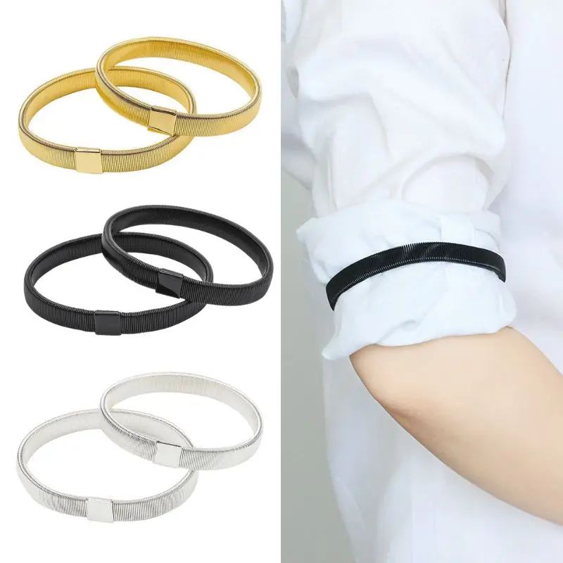 Metal Shirt Sleeve Holders Men's Elastic Armband Adjustable Cuffs Arm Rings Clamp For Party Wedding Clothes Accessories