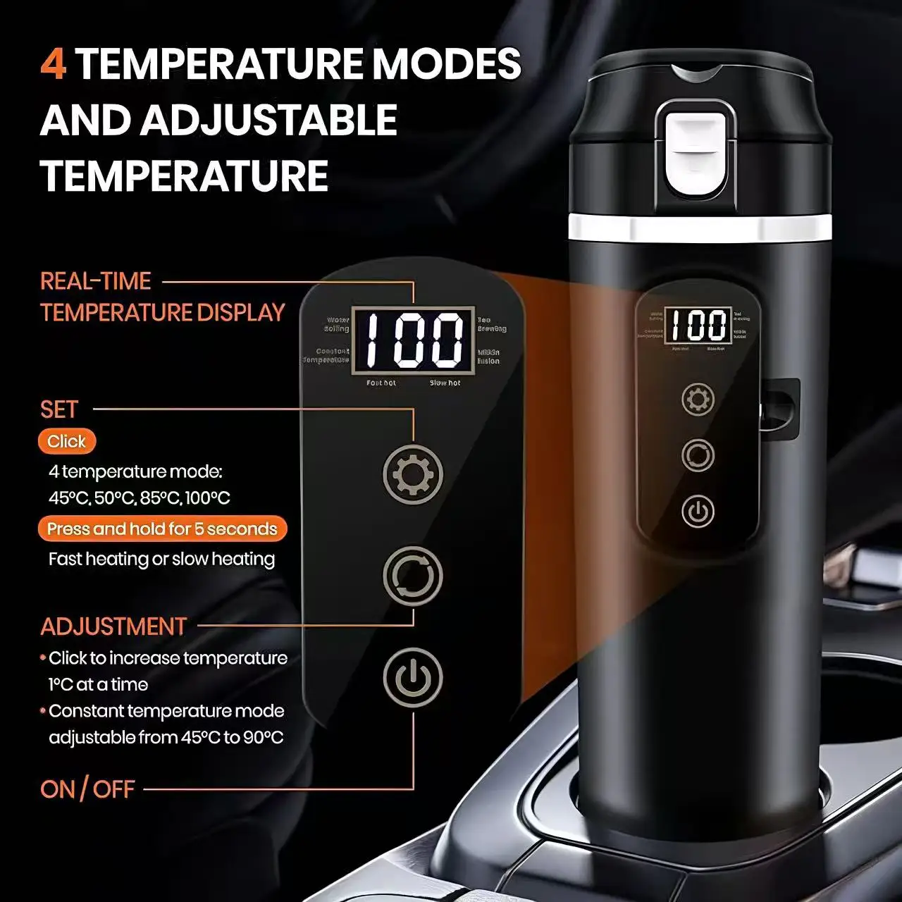 Car Electric Kettle Intelligent Anti-Dry