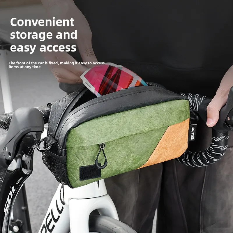 Borsa da Manubrio per Bicicletta Impermeabile e Pieghevole, Borsa Frontale per Bici da Montagna e da Strada, per Ciclismo Casual e Pendolarismo - immagine 2