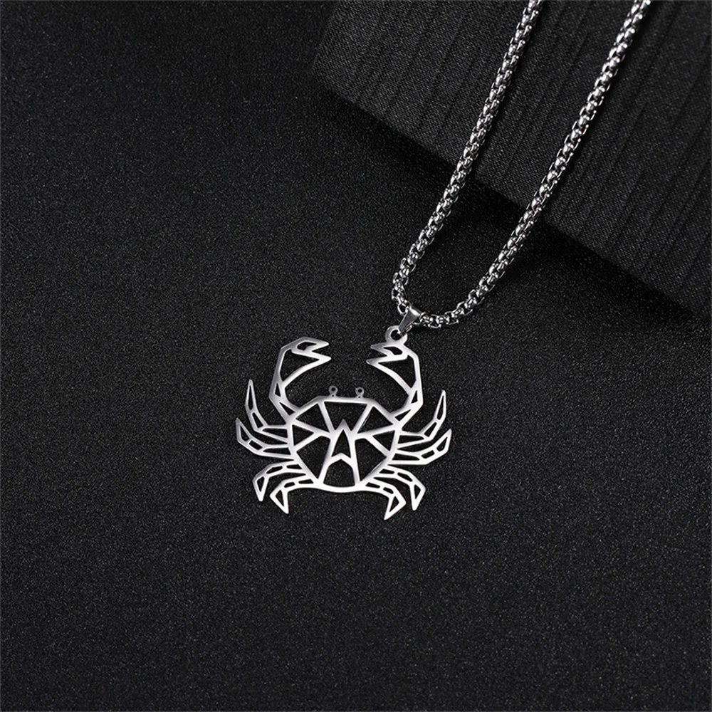 Punk Garnelen Löwe Wolf Anhänger Halskette Edelstahl Tier Halskette trend ige weibliche Geburtstags feier Geschenk Designer Schmuck – Detail 12