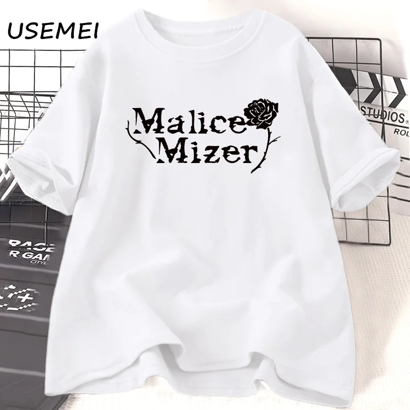 Malice Mizer Rose T-shirt Women Men Rock Music Graphic T Shirts Round Neck Cotton Short Sleeve T-shirts Oversized Streetwear 4