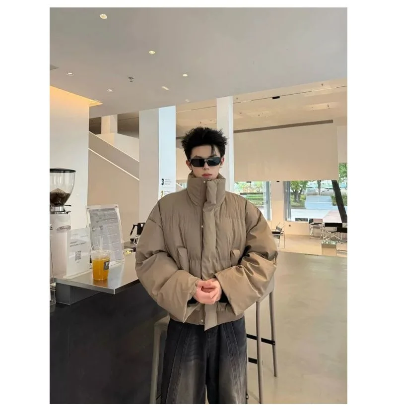 New American Style Cotton Jacket Stand Up Collar Couple's Cotton Jacket Thick Leather Bread Jacket Winter Short Down Cotton Jack