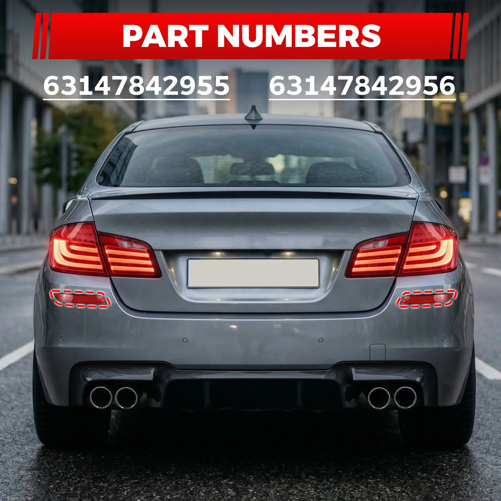 63147842955 63147842956 2011-2016 BMW F10 F11 F18 M-Tech 또는 M-Sport 리어 범퍼 반사경 램프 렌즈 자동차 액세서리