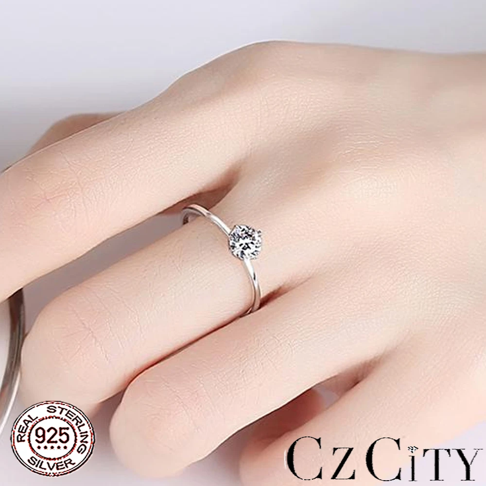 CZCITY anillos mujer de diamante para mujer de Original anillo anillos aesthetic de plata