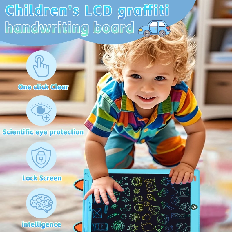 Tavoletta LCD da 12 pollici per disegnare, lavagna magica con cartoni animati di gatti, per bambini, giocattoli educativi Montessori, regalo - immagine 3