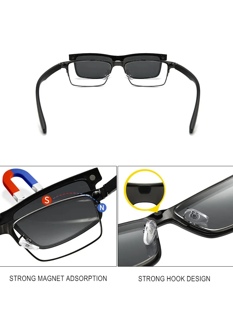 Brillen Myopie-0.5 zu-10 Mit Magnet Clip Sonnenbrille Männer Frauen TR90 Rahmen Brillen Kurzsichtig Astigmatismus UF155 – Detail 4