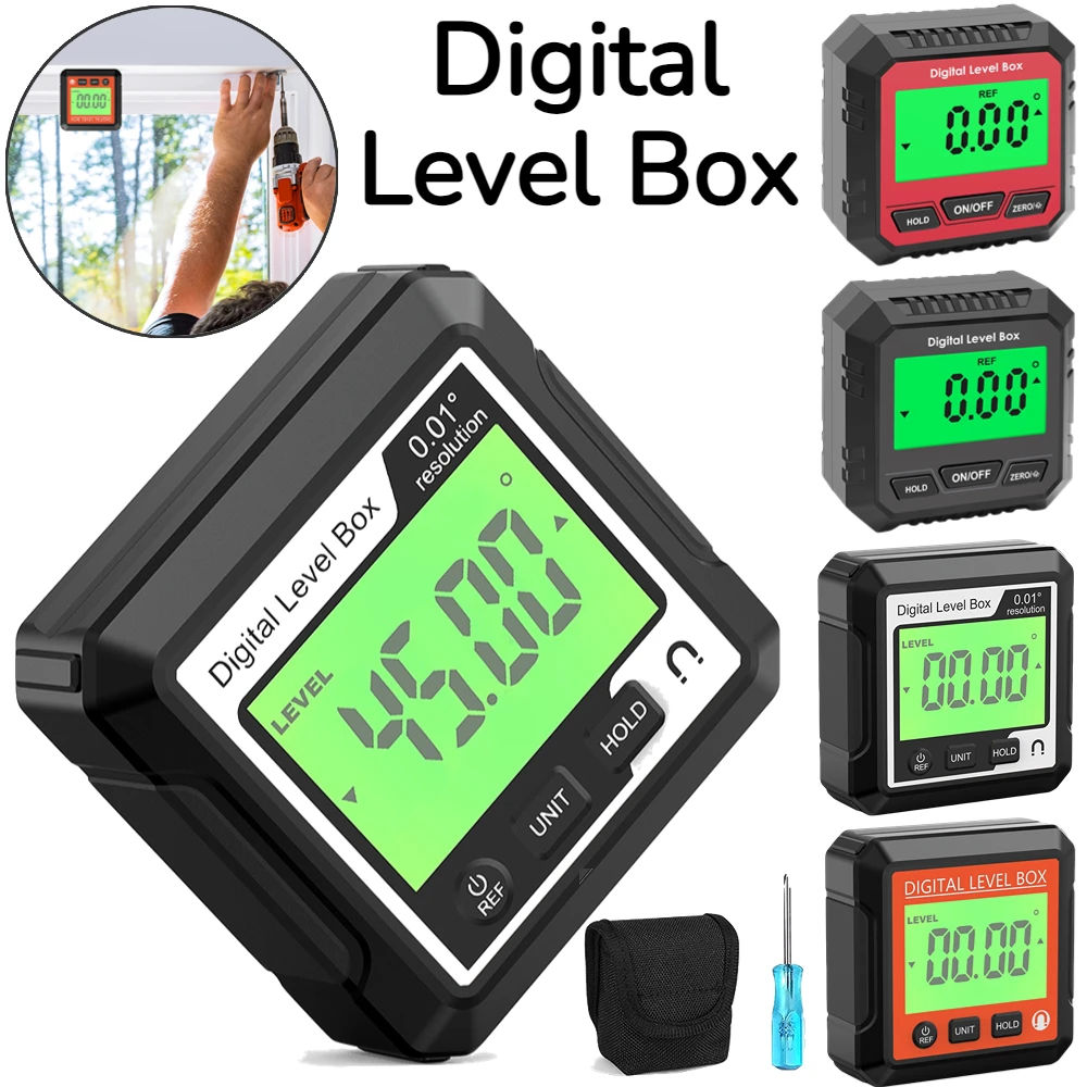 Digital Level Angle Gauge Meter Electronic Protractor Inclinometer With Magnetic Base LCD Precision Level Box Angle Finder Gauge