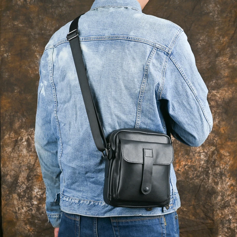 High Quality Original Leather Design Male Shoulder messenger bag cowhide fashion Cross-body Bag 9