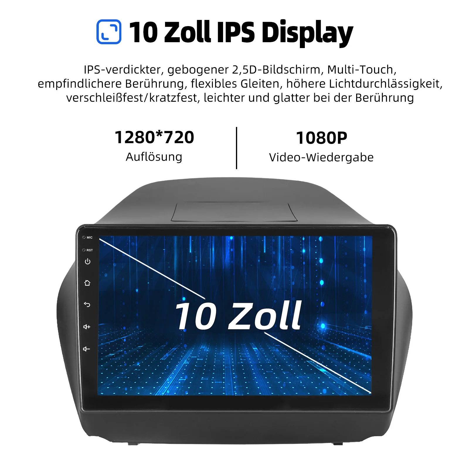 ESSGOO Android 15 Carplay Android Auto Autoradio Multimedia-Radio GPS NAV WIFI Bluetooth SWC RDS 10 Zoll Für Hyundai ix35 2010-2015 – Detail 8