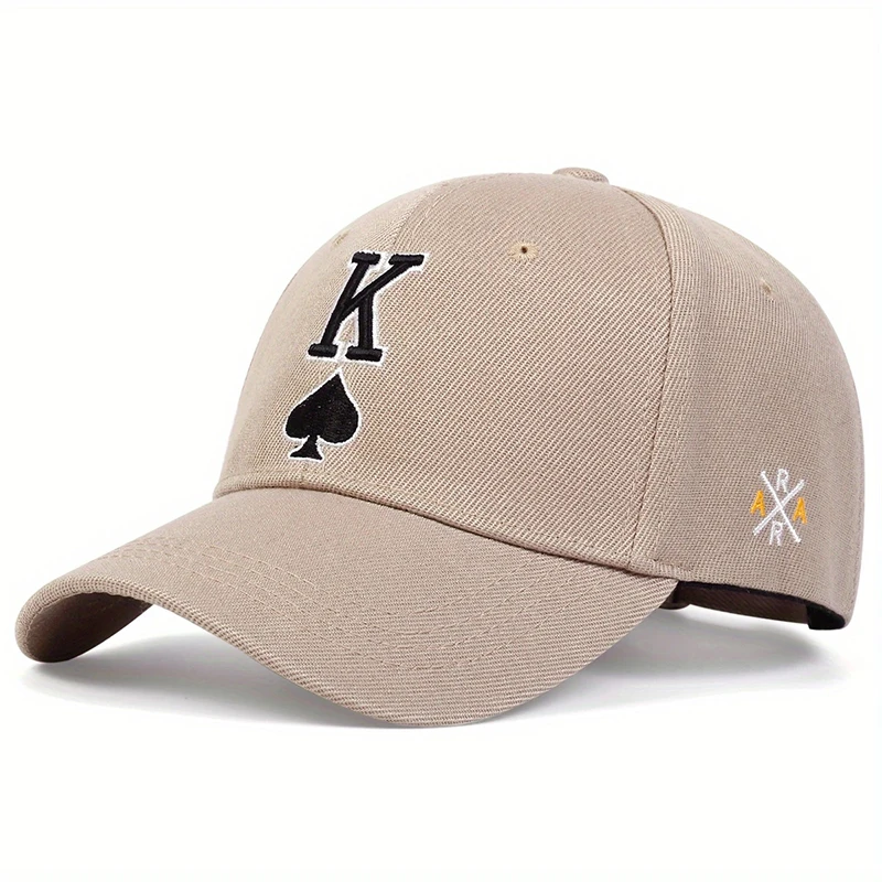 Unisex Poker K Buchstaben-Stickerei Baseballkappen Frühling und Herbst Outdoor Verstellbare Freizeithüte Sonnenschutzhut Sport Golfkappe – Detail 5