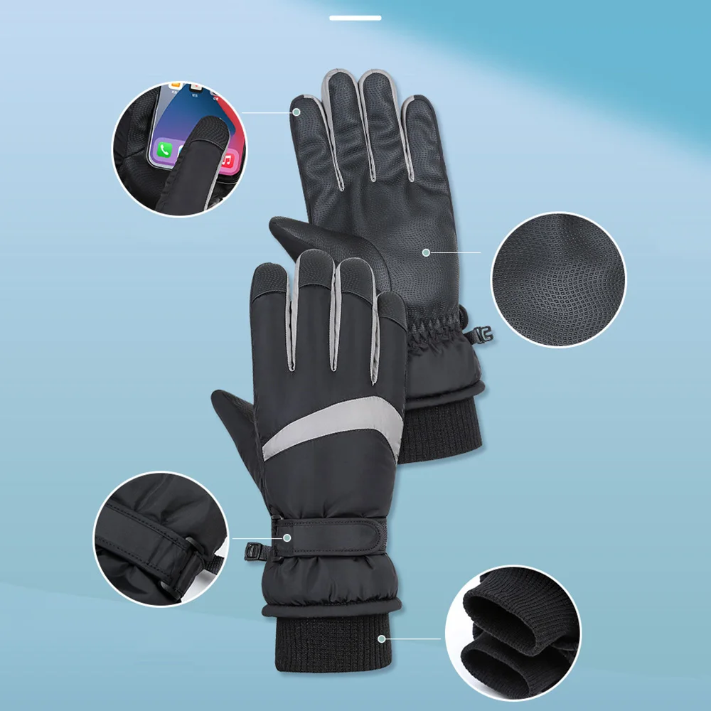 1Pair Ski Gloves Waterproof &Windproof-Thickened Warm&Snowboard&Touch Screen&Cycling&Workout&Outdoor Winter Gloves for Men&Women 5