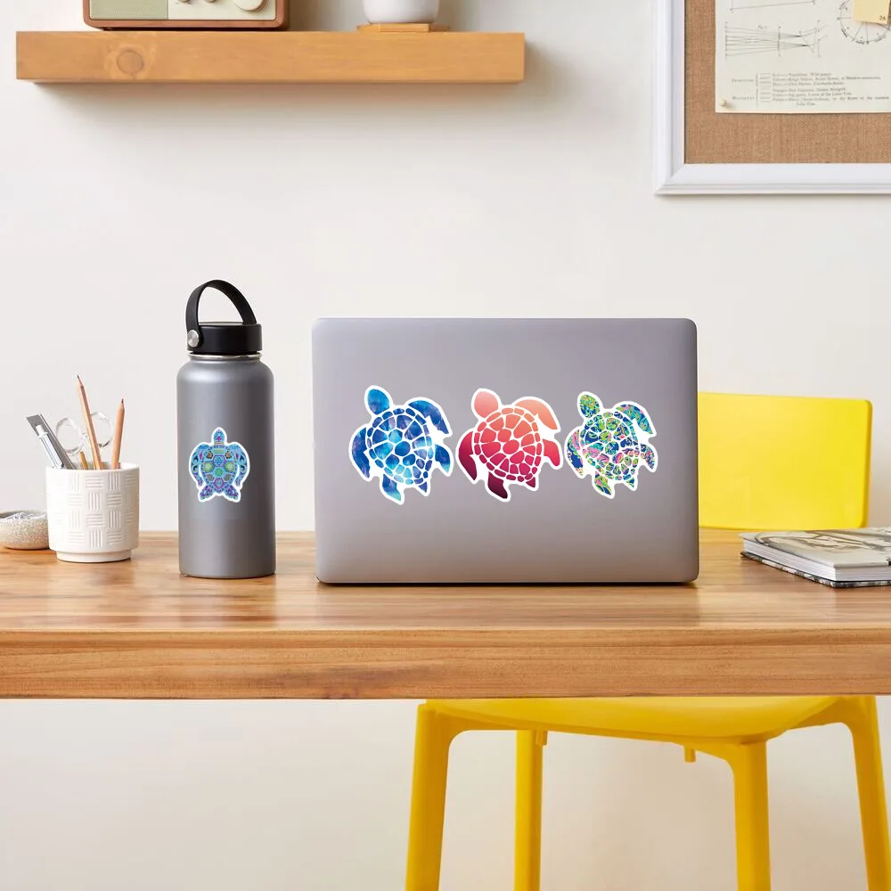 50PCS Colorful Turtle Stickers Waterproof PVC Vinyl Decals for Laptop Suitcase Skateboard Bike Decor, Matte Finish DIY Stickers