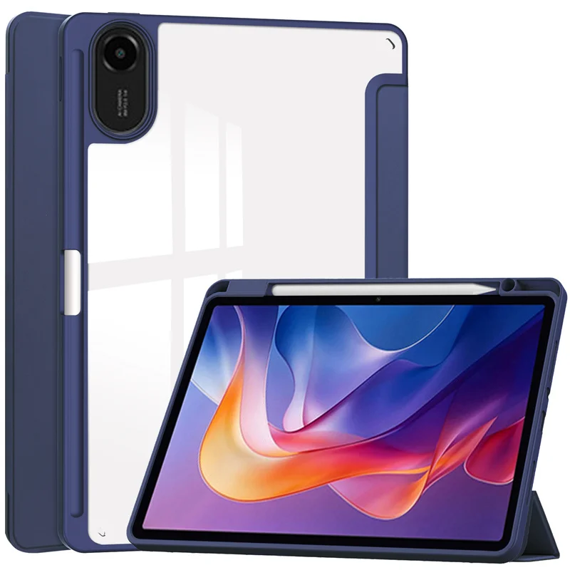 Enhanced Tablet Case with Pencil Holder and Stand, Acrylic TPU Back Cover, 11-inch