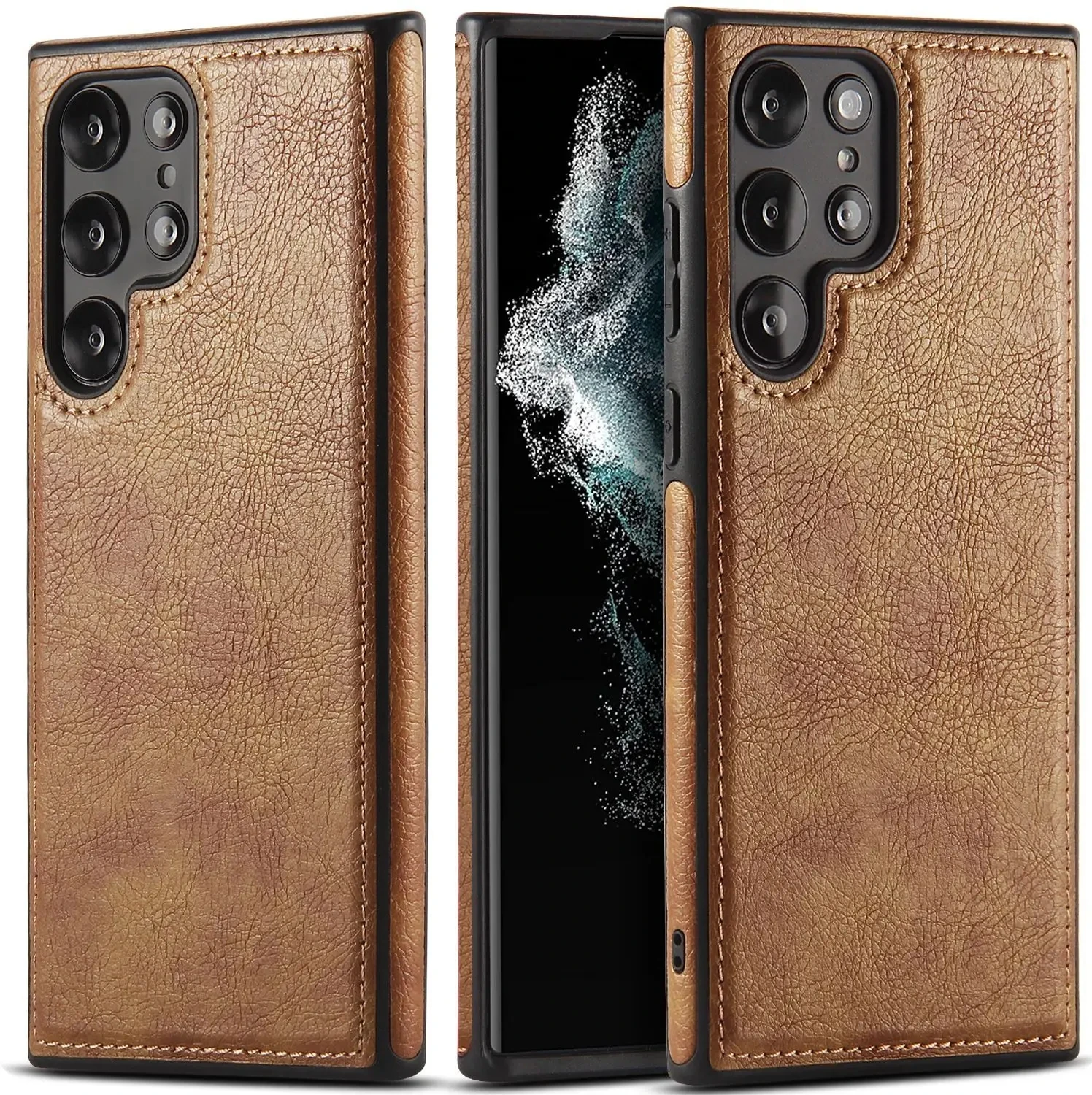 Luxury Business PU Leather Texture Shockproof Back Cover in Soft Bumper Design