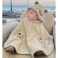 Winter Baby Hooded Cloak Windproof Thicken Outerwear for Boys Girls Newborn Infant Outfits Cozy Warm Raccoon Design