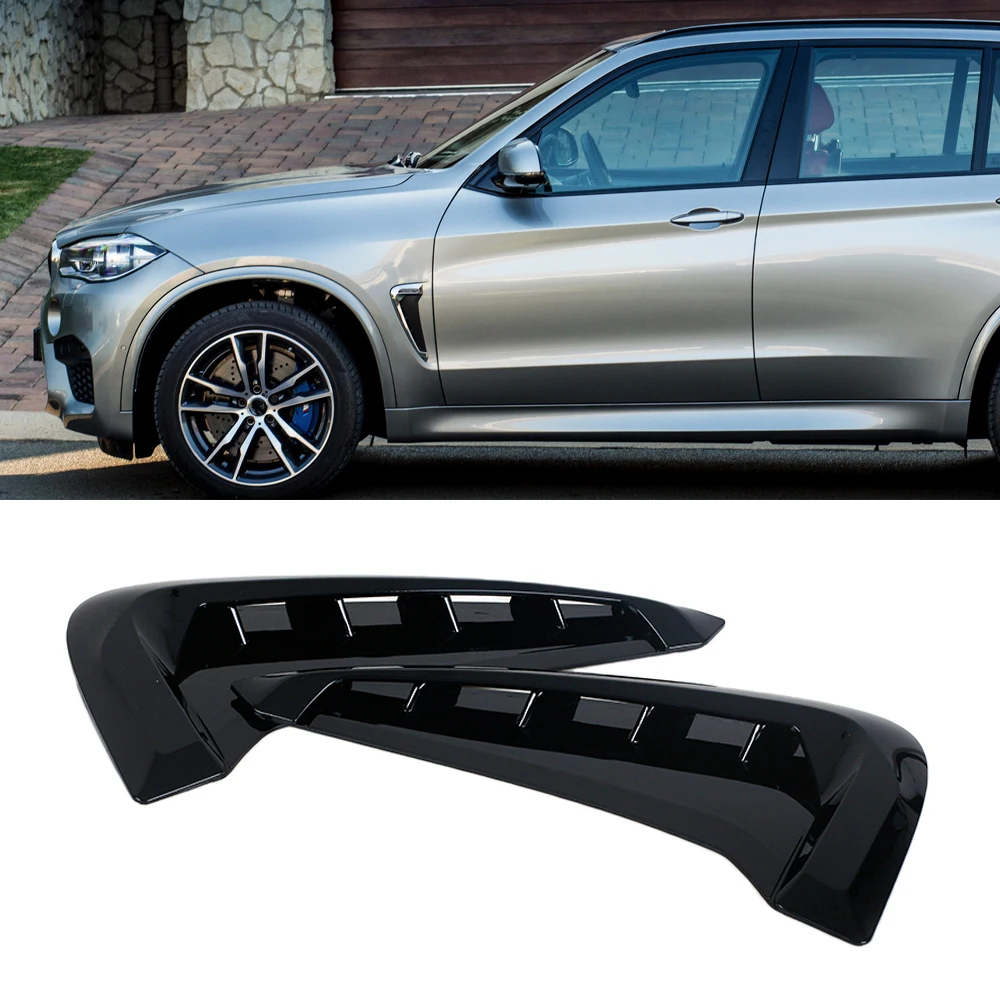 Car-ABS-Side-Wing-Air-Flow-Fender-Grille-Intake-Vent-Trim-Black-Chrome