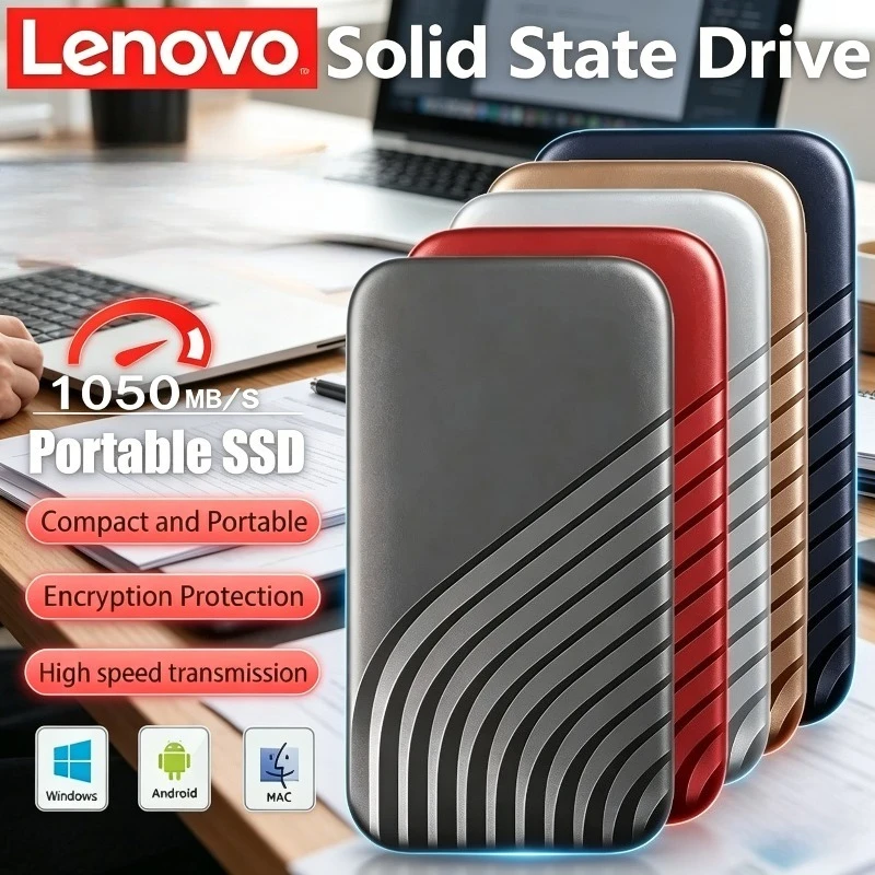 2026년형 레노버 SSD 플래시 하드 드라이브 외장형 Type-C USB3.1 고속 SSD 저장장치 휴대용 HD 하드 디스크 (노트북용)