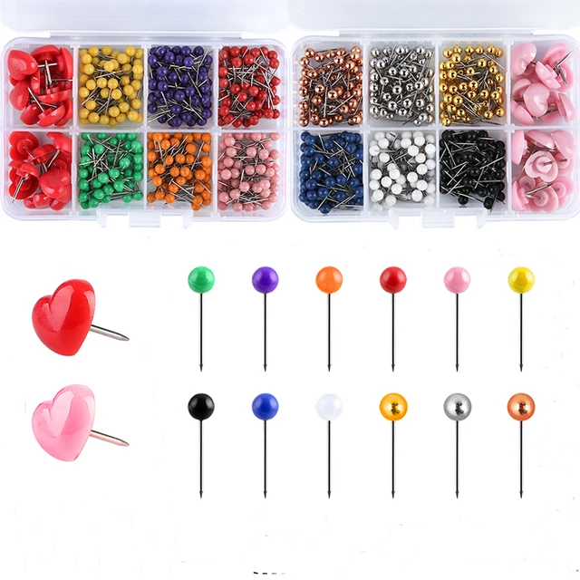 TLKKUE 640pcs Push Drawing Pins Thumbtack For Patchwork Cork Board Nails  Thumb Tacks For Wall Photo Embroidery Supplies - AliExpress