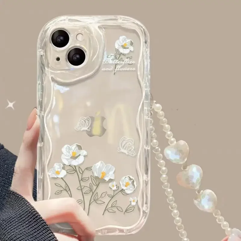 Elegant Pearl Lanyard Phone Case Cover