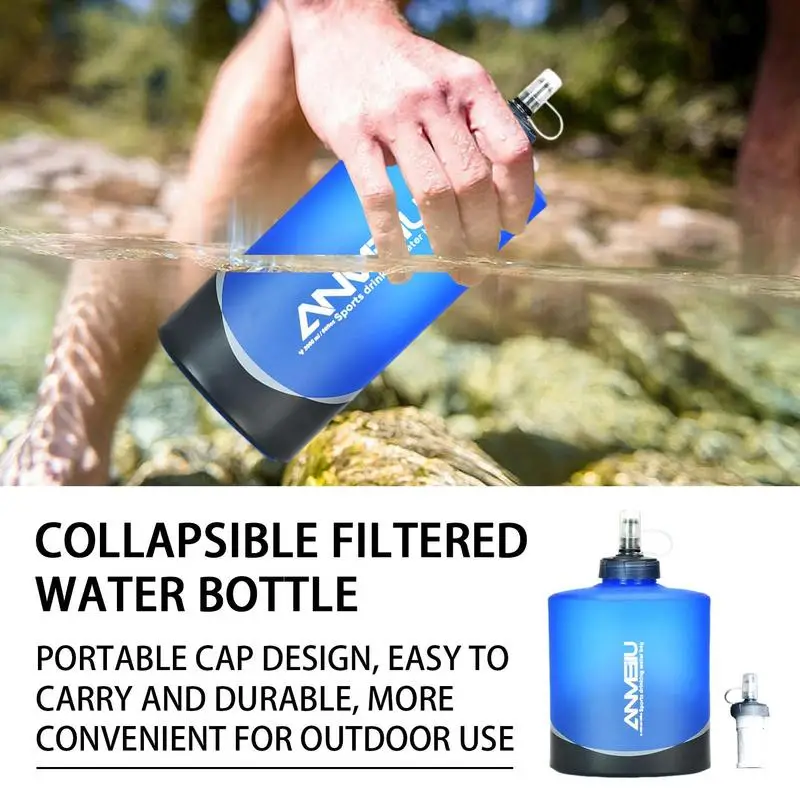 Water Bottle Folding Soft Flask Sport Water Bottle Bag Collapsible Running Camping Hiking 1000 2000ML