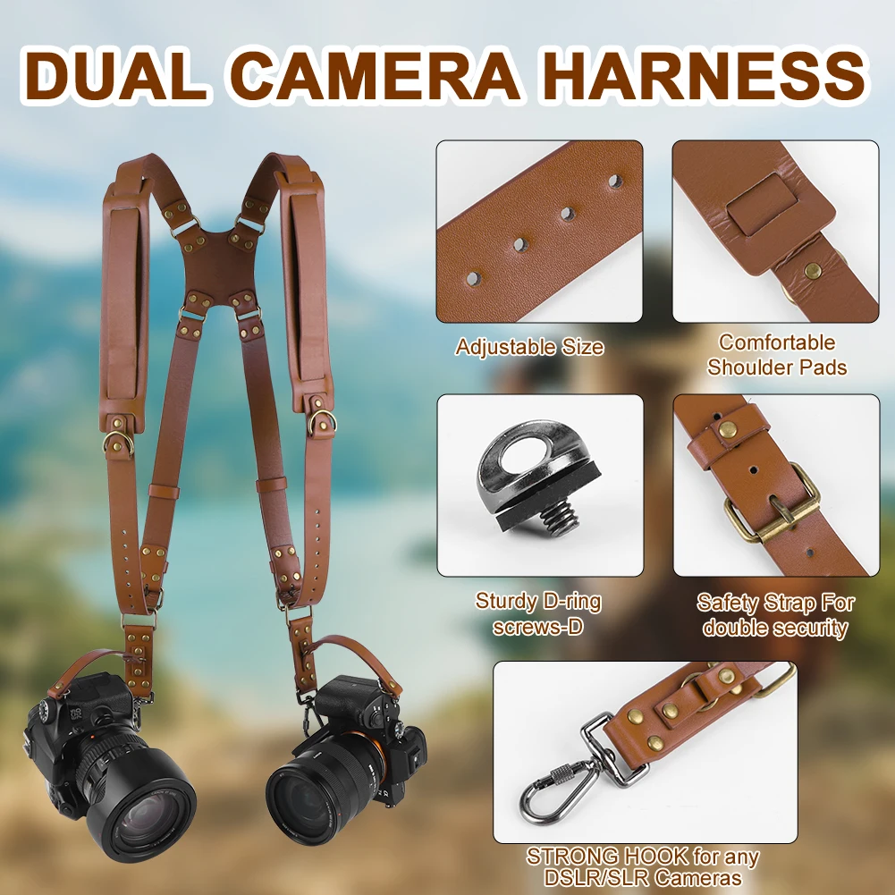 Professional Dual Camera Harness - Adjustable Shoulder Strap