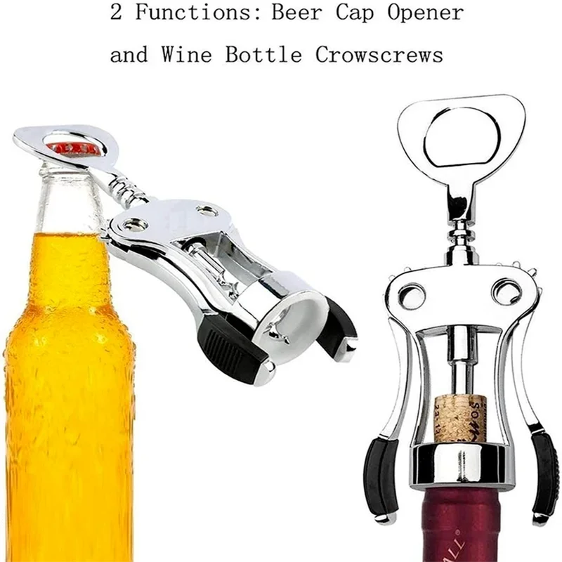 Elegant Zinc Alloy Wine and Beer Bottle Opener with Corkscrew Functionality