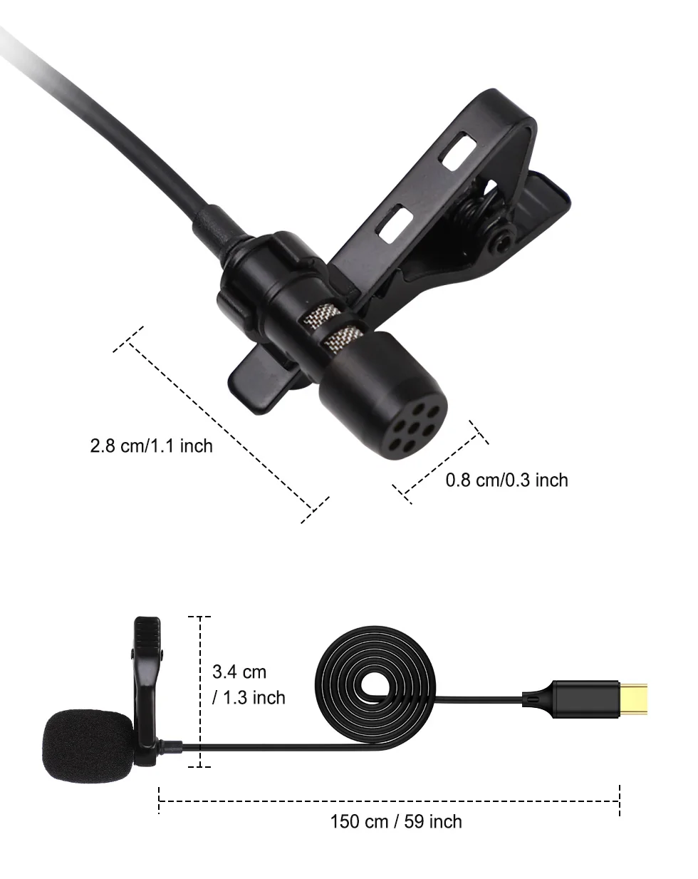 Type C Microphone For Samsung Huawei Xiaomi Redmi Oneplus Live Stream Studio Audio Record Wired Lapel Mini USBC USB C Type-C Mic condenser microphone