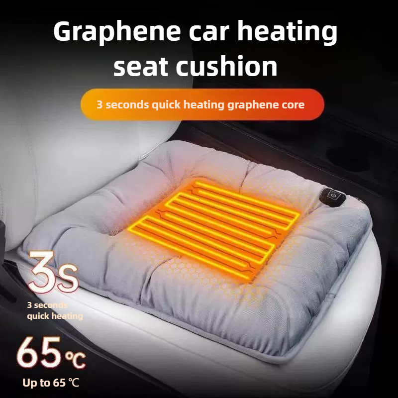 Car Heated Seat Cushion Winter Plush Seat Cushion Quick-Heating For Car, Home, 12V USB Electric Heating Single Pad