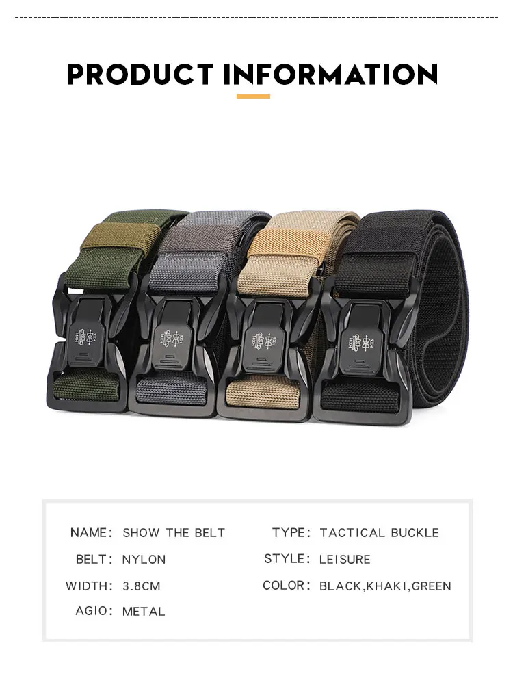 Männer Gürtel klassische Mode Matching Essentials taktische Schnell verschluss Snap Snap elastische Freizeit Outdoor Metalls chnalle taktischen Gürtel – Detail 4